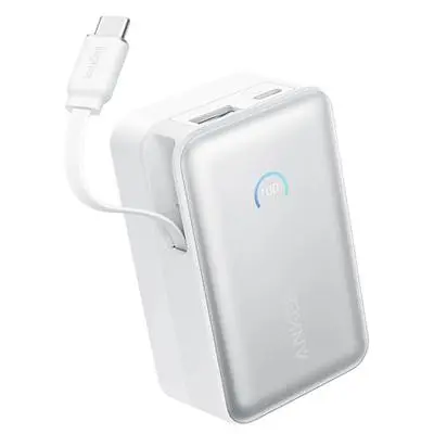 Батарея універсальна Anker 10000mAh Nano 45W, Built-In USB-C Cable, White (A1638H21) - фото 2