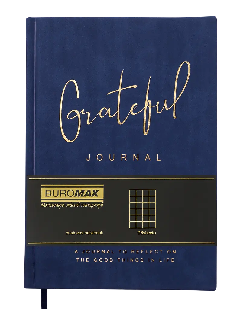 Блокнот деловой Buromax Grateful А5 96 л. в клеточку обложка искусственная кожа синий (BM.295119-02) - фото 2