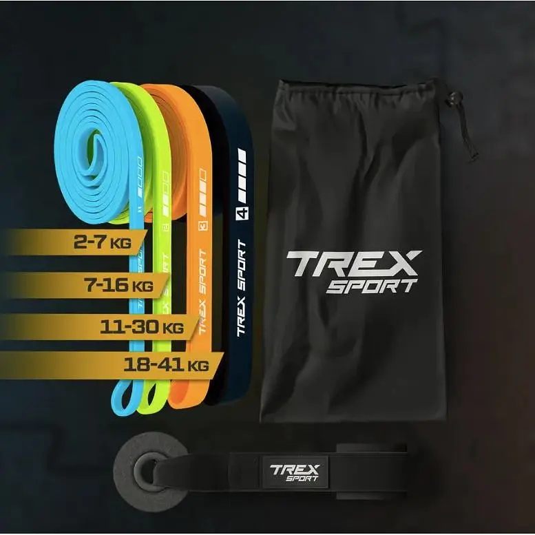 Набор резинок для фитнеса Trex Sport TX-004PB Power Band 4в1 2-41кг - фото 2