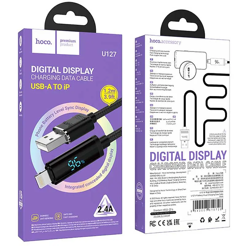 Дата кабель Hoco U127 Power USB to Lightning (1.2m) Black - фото 5
