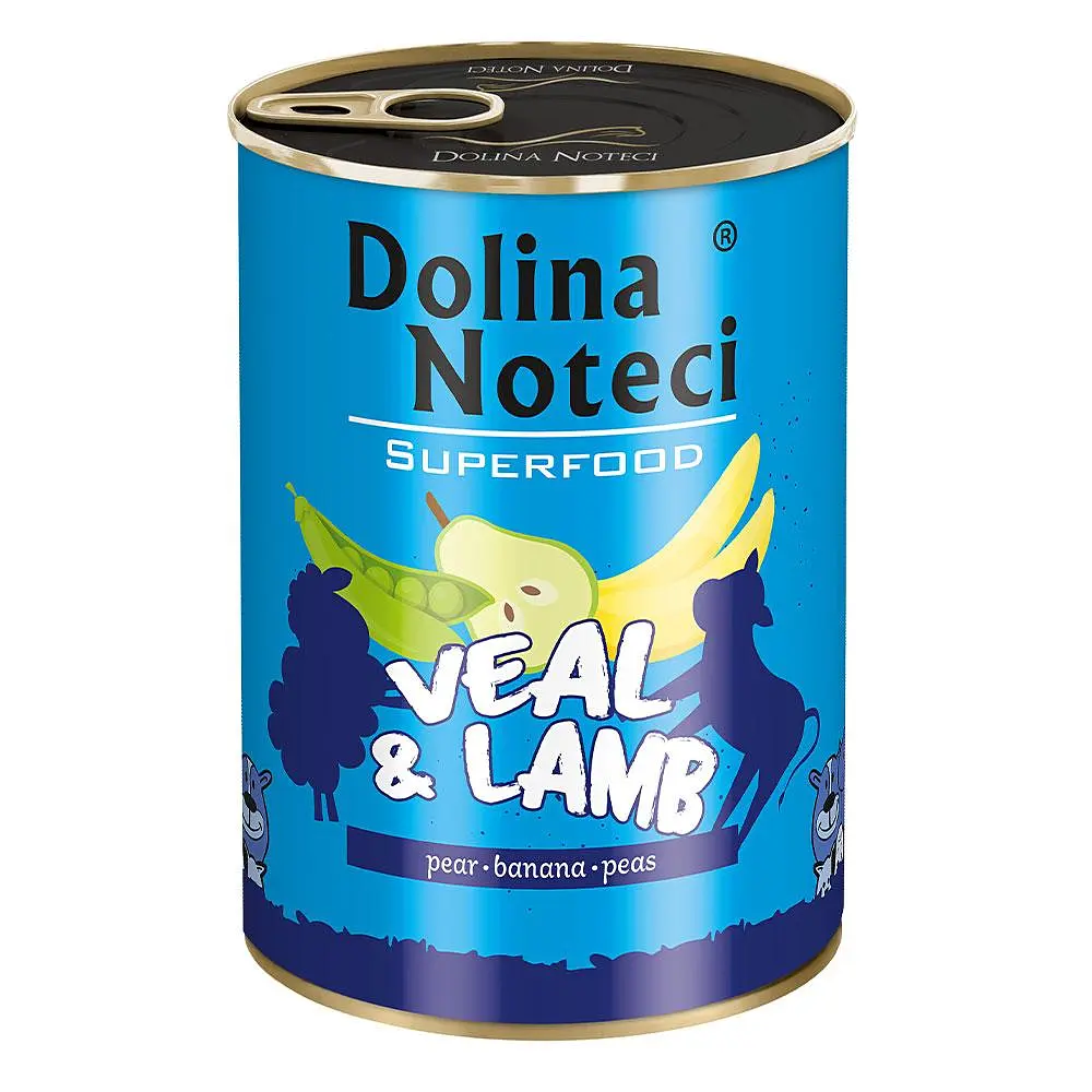 Вологий корм для собак Dolina Noteci Superfood з телятиною та бараниною банка 400 г