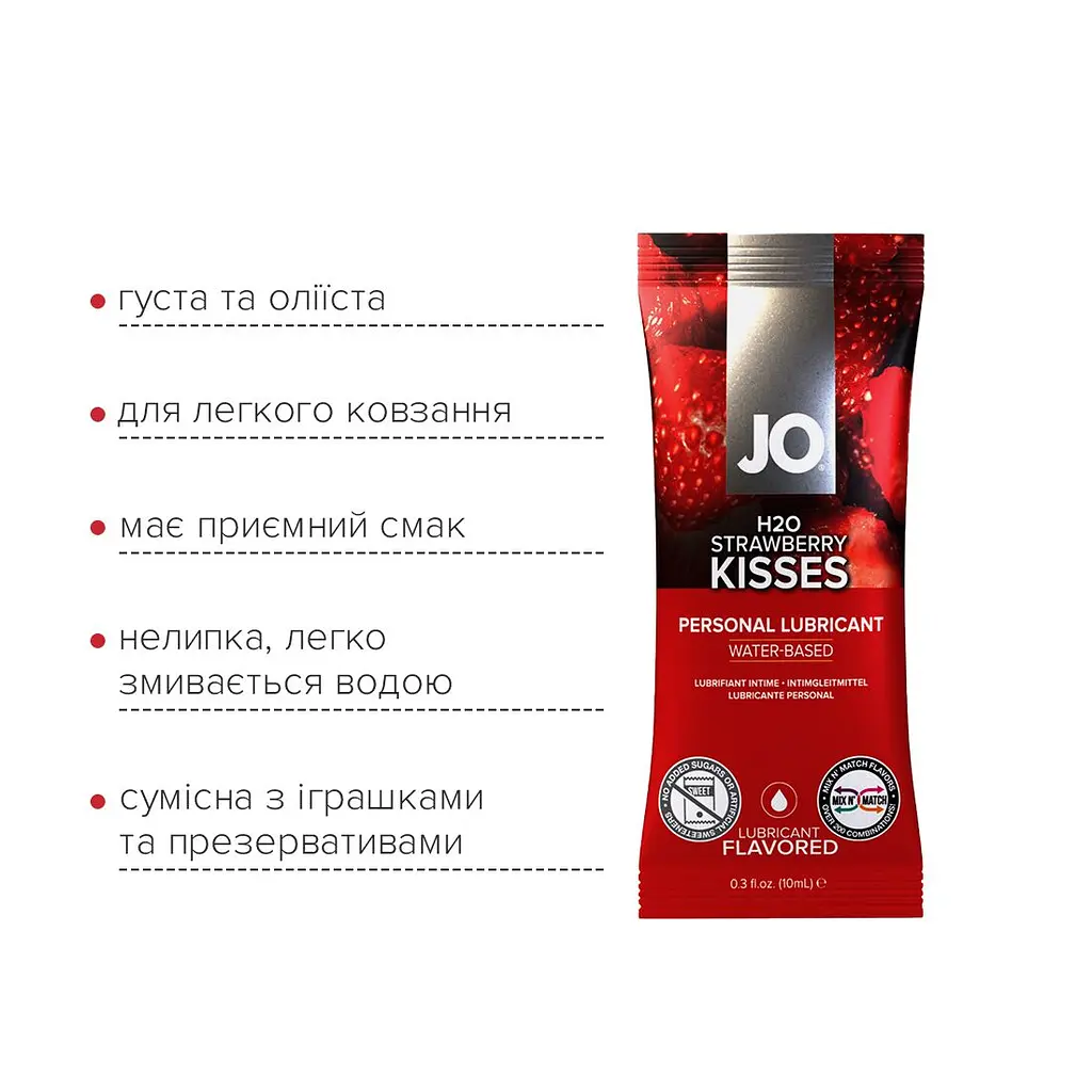 Набір лубрикантів Foil Display Box – JO H2O Lubricant – Strawberry – 12 × 10ml - фото 4