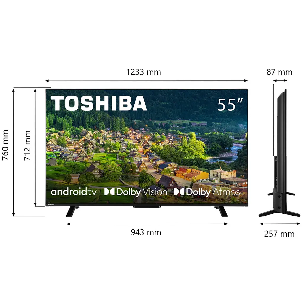 ТБ 55 Toshiba 55UA2363DG 4K UHD/LED/T2/Android 11/2 x 10W/Dolby Digital/HDMI/Wi-Fi/VESA 200 x 200 M4 - фото 9