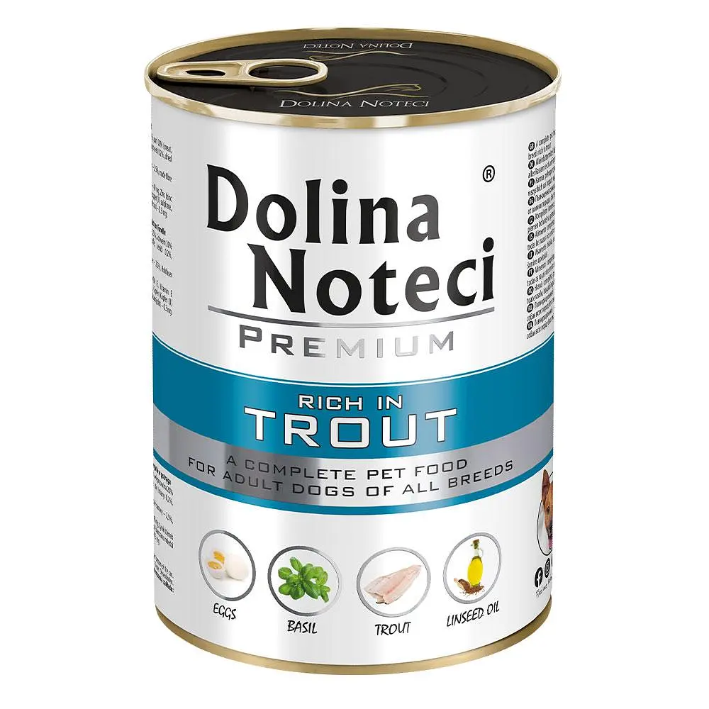 Вологий корм для собак Dolina Noteci Premium з фореллю банка 400 г