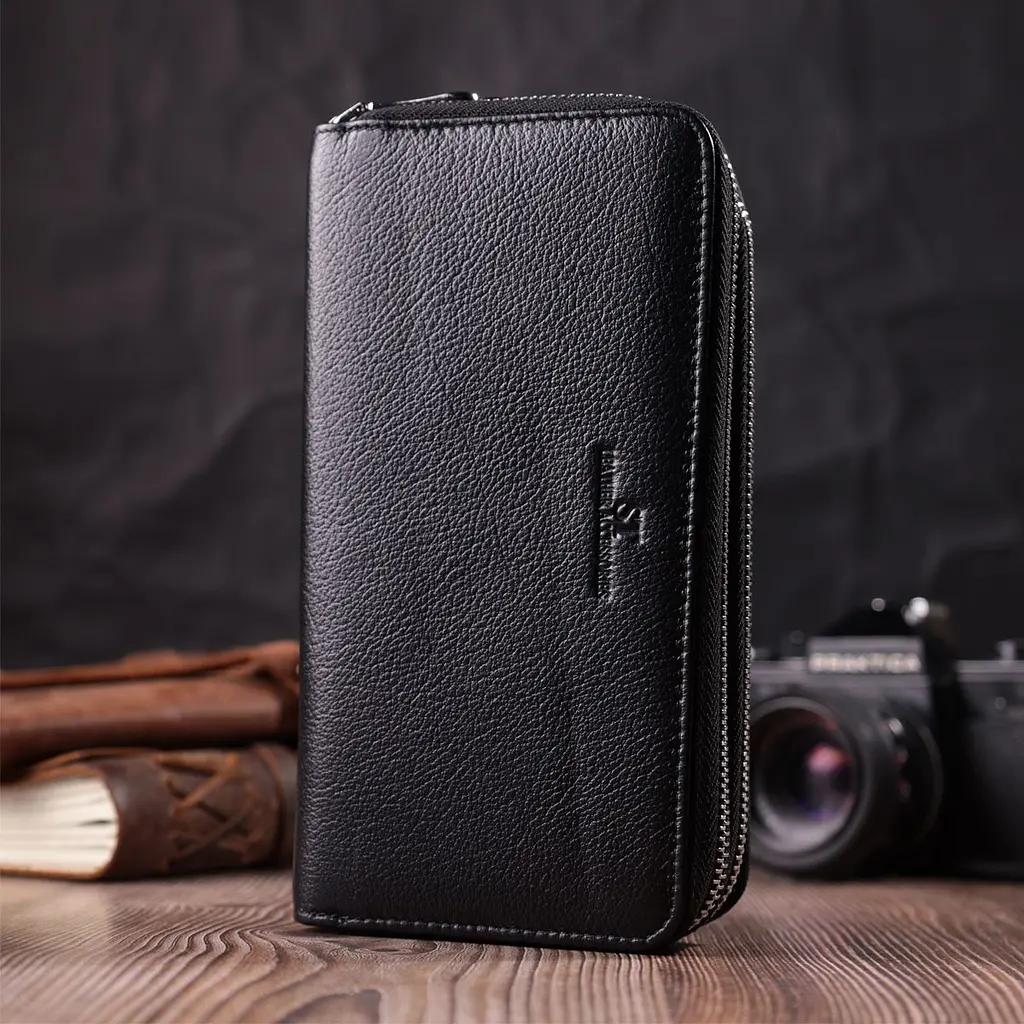 Чоловічий клатч на два відділення з натуральної шкіри ST Leather 22531 чорний - фото 6