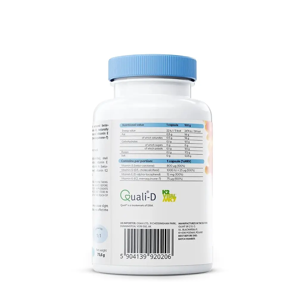 Вітамінний комплекс Osavi ADEK Vitamins, 120 капсул жиророзчинних вітамінів - фото 3