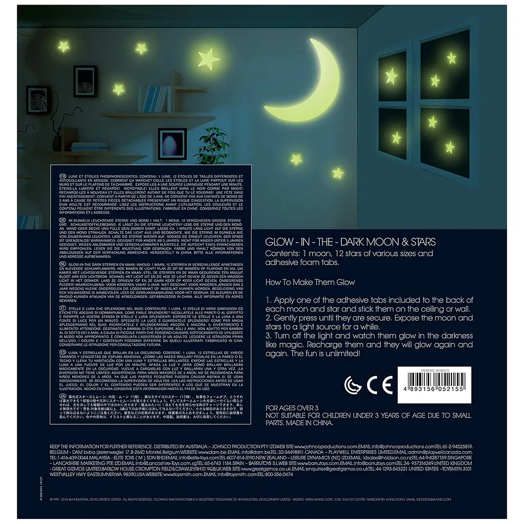 Набір сяючих наклейок 4M Glow Місяць та зірки 13 шт. (00-05215) - фото 6