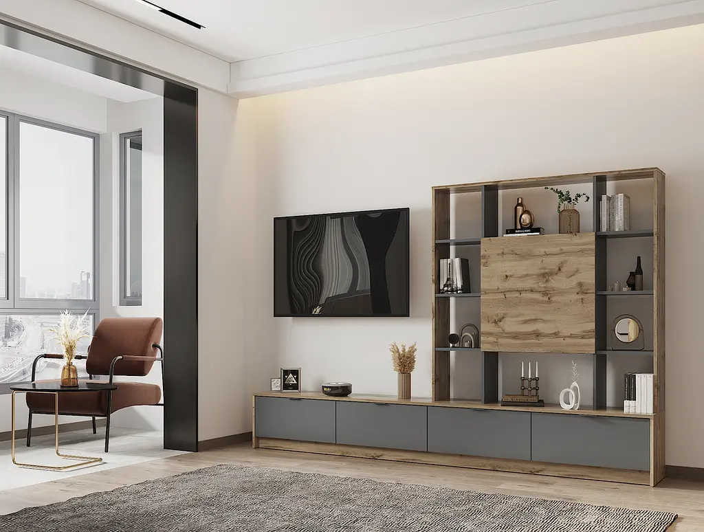 Стінка в вітальню Doros Капрі Тахо/Графіт 240х33х153 см (80388682) - фото 4