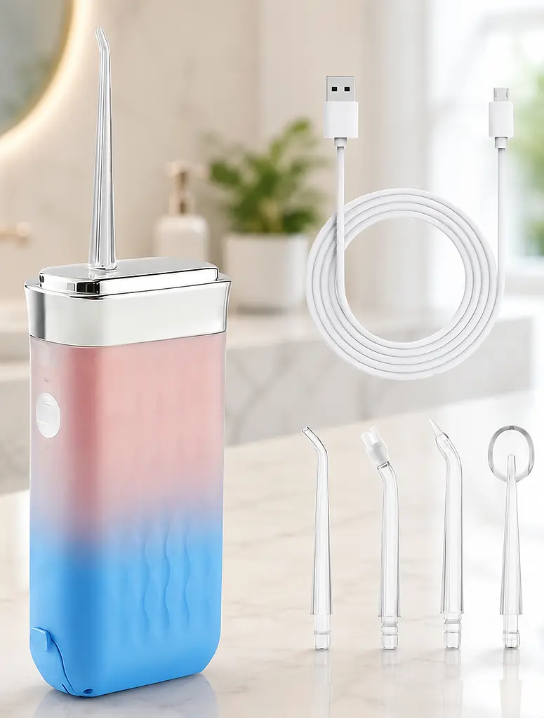 Іригатор для порожнини рота та зубів IPX7 USB 180мл / Бездротовий іригатор для води 3 режими, 4 насадки - фото 3