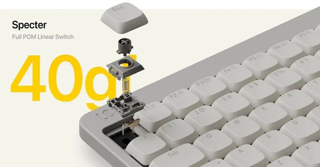 Клавіатура Lofree OE922 Flow Lite 100 Mechanical Linear Switches Wireless (LO-6922694806833) Off-White (G-000003575) - фото 9