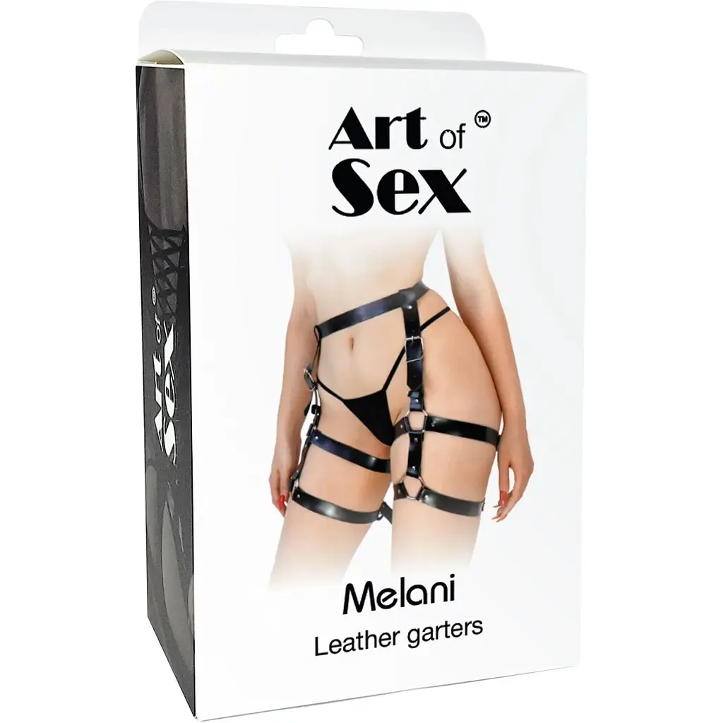 Шкіряні гартери Art of Sex - Melani LeaTher garters, Чорні XS-M - фото 4