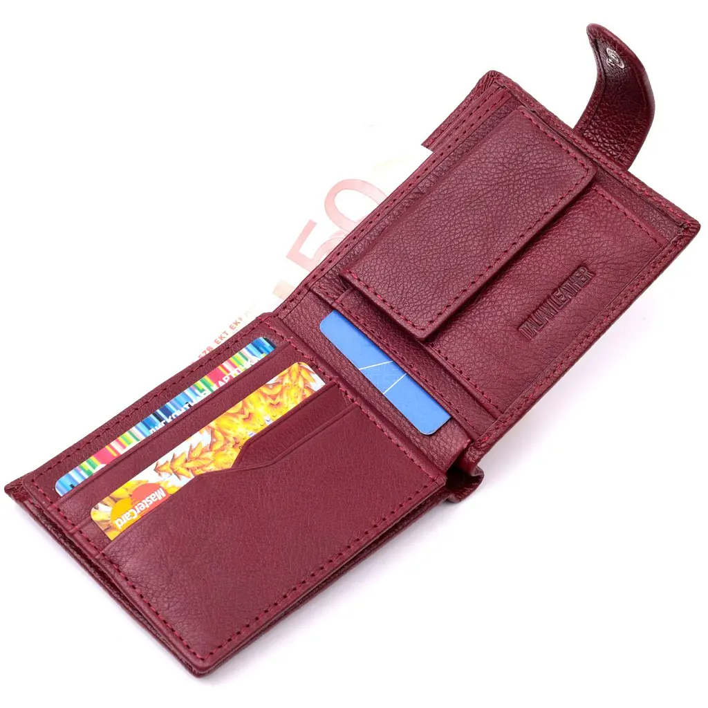 Стильне жіноче портмоне з блоком для карт з натуральної шкіри ST Leather 19472 бордове - фото 6