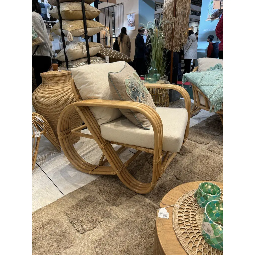 Крісло J-line з бамбука та ротанга з подушкою (43773) - фото 6