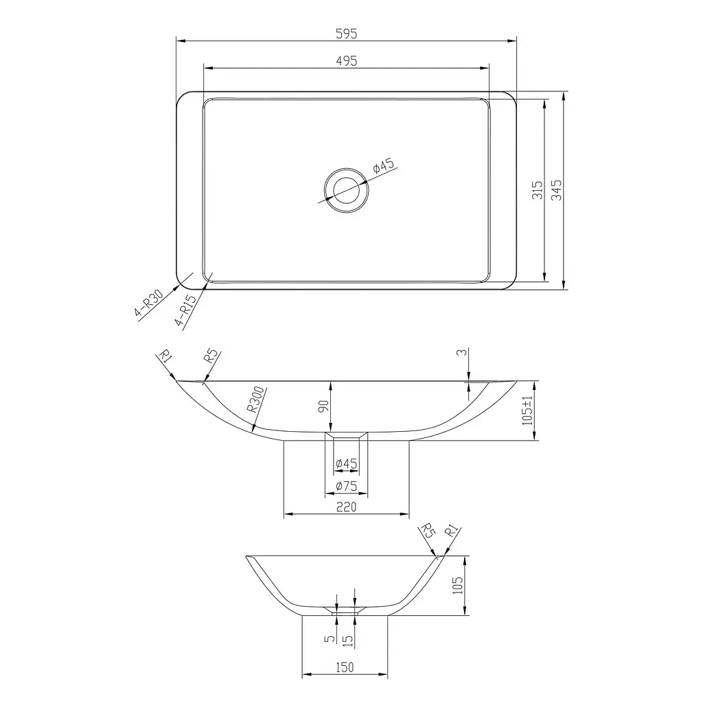 Раковина Volle Solid surface 59x34 13-40-859, Білий - фото 3