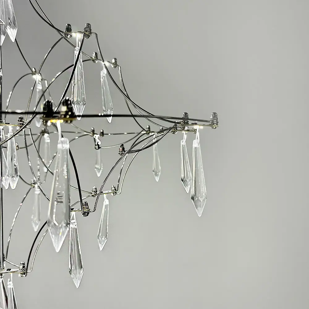 Невесомая серебряная Led люстра d60 см Ст. MJ 156-600 CH | Line F - фото 5