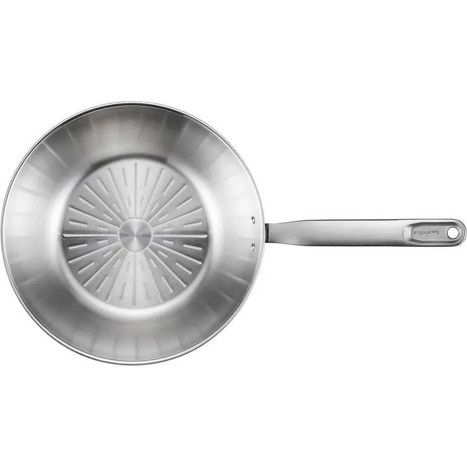 Сковорода Wok Fiskars All Steel Pure матовая 28 см (1065629) - фото 2