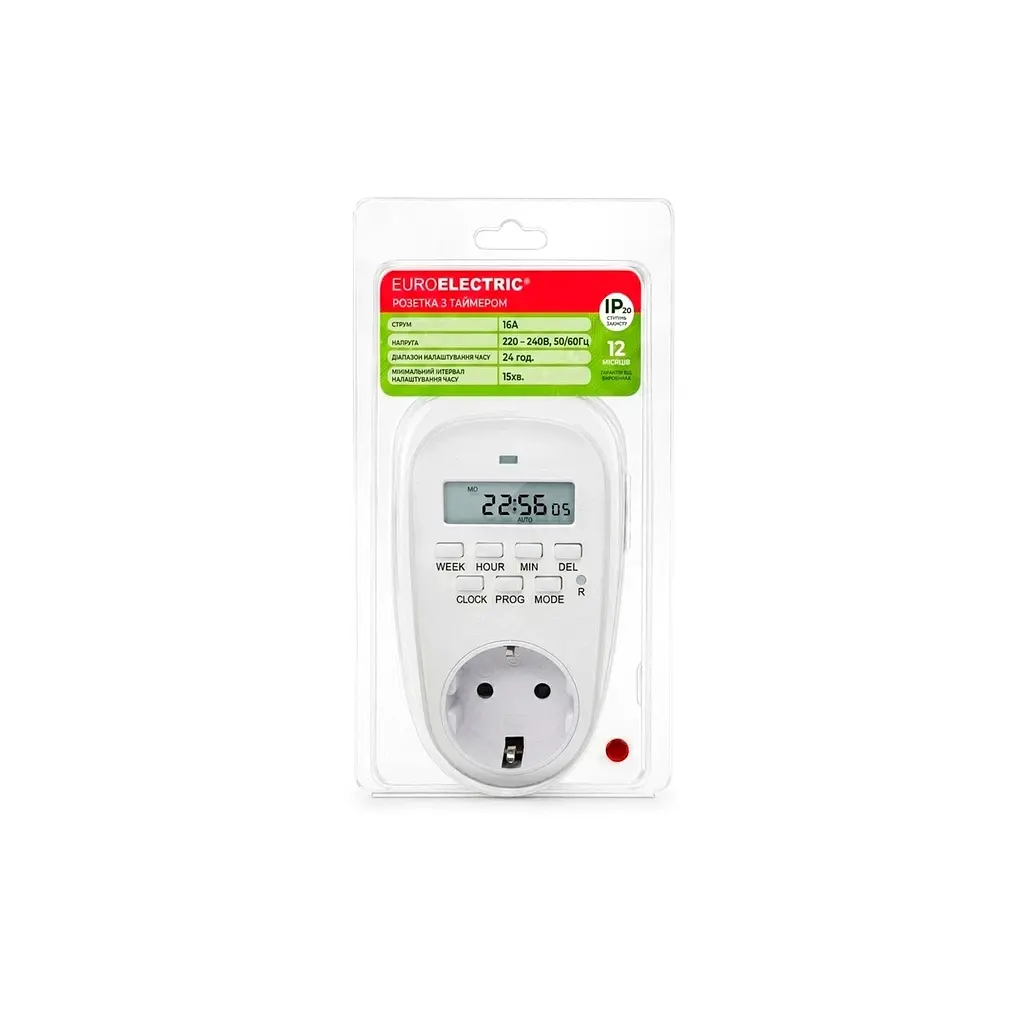Таймер-розетка EUROELECTRIC 16A/3600W 7дн, White (ST-16A/3,60kW(E)) - фото 2