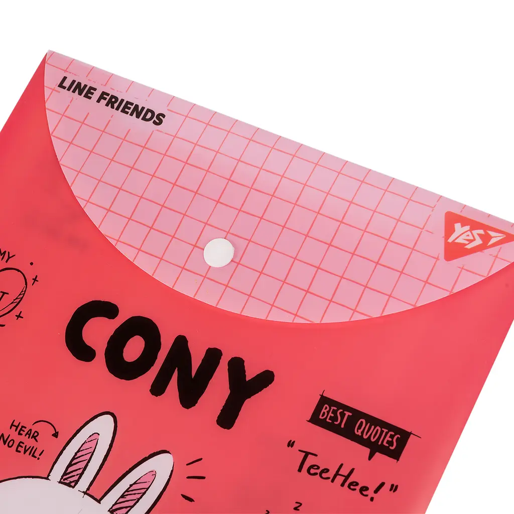 Папка-конверт Yes Line Friends Cony, A4, з кнопкою (492077) - фото 2