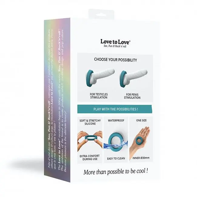 Ерекційне кільце широке Love To Love Cool Ring Teal Me, 3 см (блакитний) - фото 7