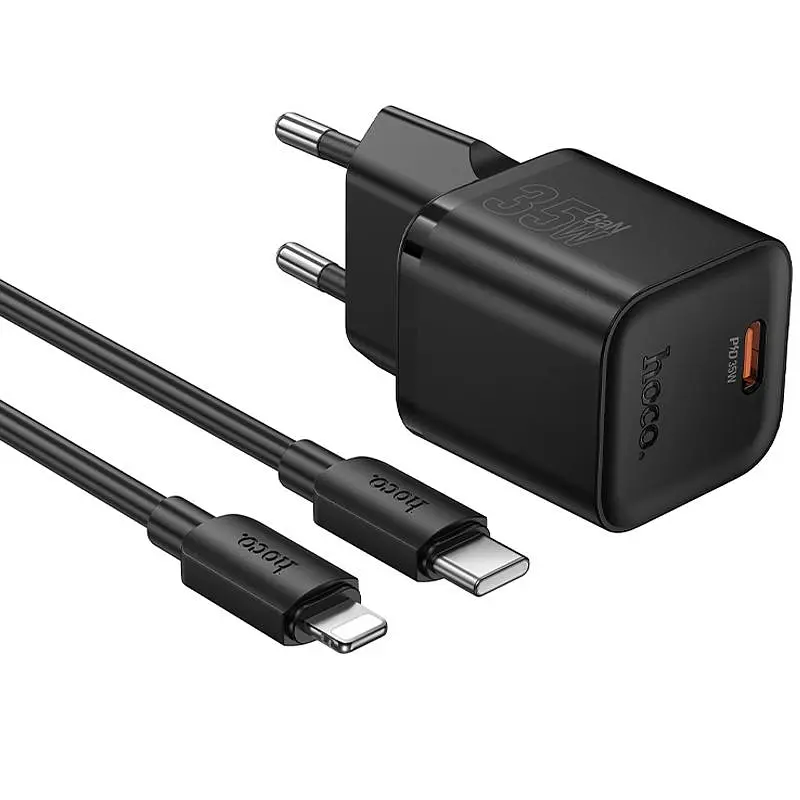 МЗП Hoco N66 Ingenious PD35W (1USB-C) + кабель Type-C to Lightning Black - фото 2