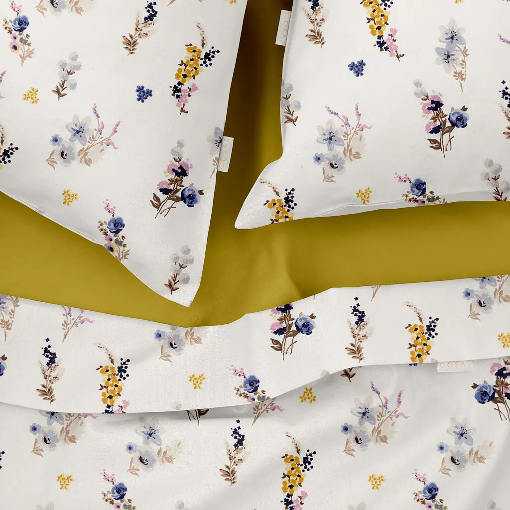 Комплект постільної білизни Cosas євро з простирадлом на резинці SUMMER GARDEN CS2 200 x 220 см (FlowersBavovna_El-94Marmalade_200) - фото 3