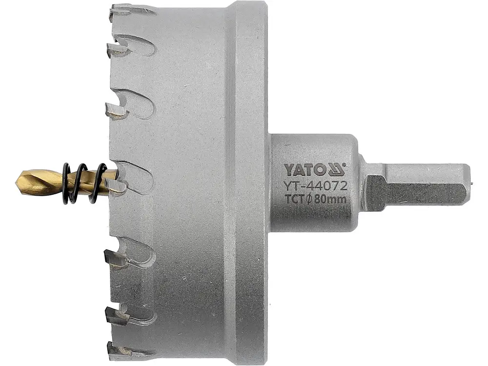 Свердло коронка по металу TCT YATO Ø80x103мм товщина до 25мм з напрямним 6-гран, хвост 3/8 (YT-44072) - фото 2