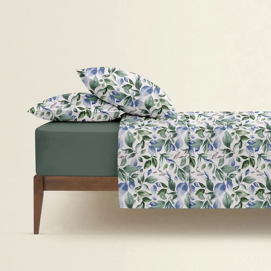 Комплект постільної білизни Cosas Watercolor flowers CS10 Двоспальний зелений (FoliageGreenBlue_El160-126Asparagus_180) - фото 2