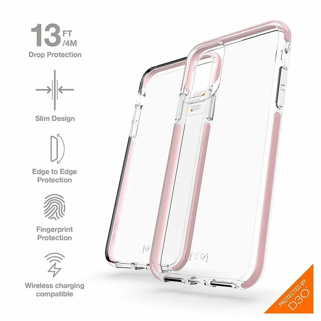 Протиударний прозорий чохол Gear4 Piccadilly D3O для iPhone 12 Mini (5.4") Pink + Transparent - фото 7