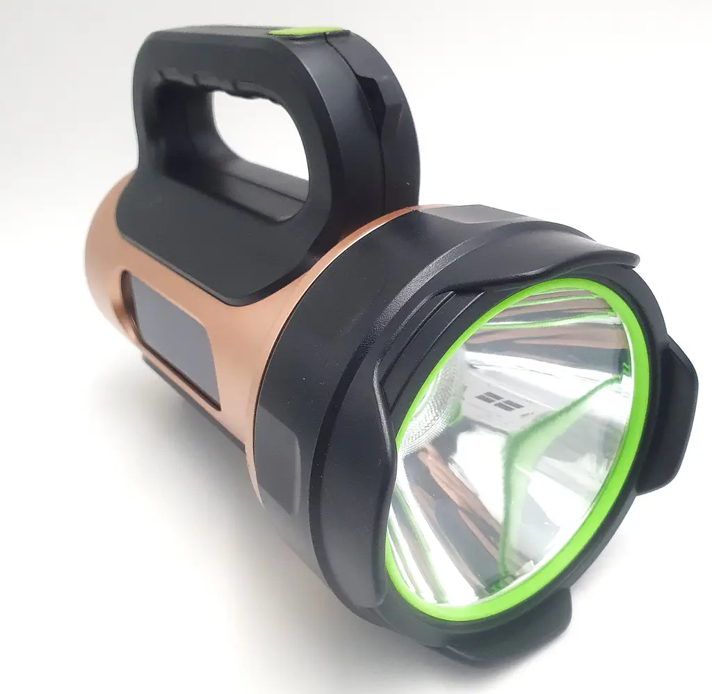 Прожектор акумуляторний світлодіодний 30W LED та бічний COB світильник ліхтар із сонячною панеллю та USB виходом HEL-T93 золотистий - фото 4