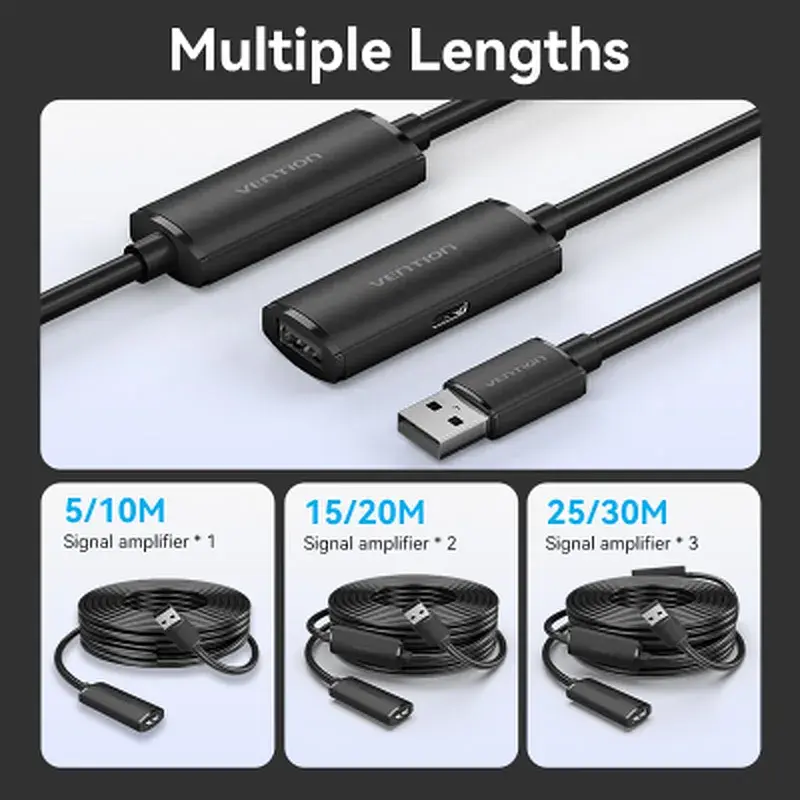 Дата кабель USB 2.0 AM/AF 15.0m Active black Vention (CBKBN) - фото 8