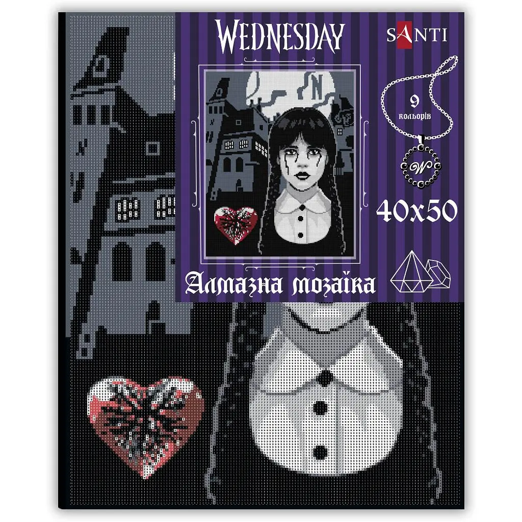 Алмазна мозаїка Santi Wednesday Secrets of Nevermore на підрамнику 40х50 см (955322) - фото 2