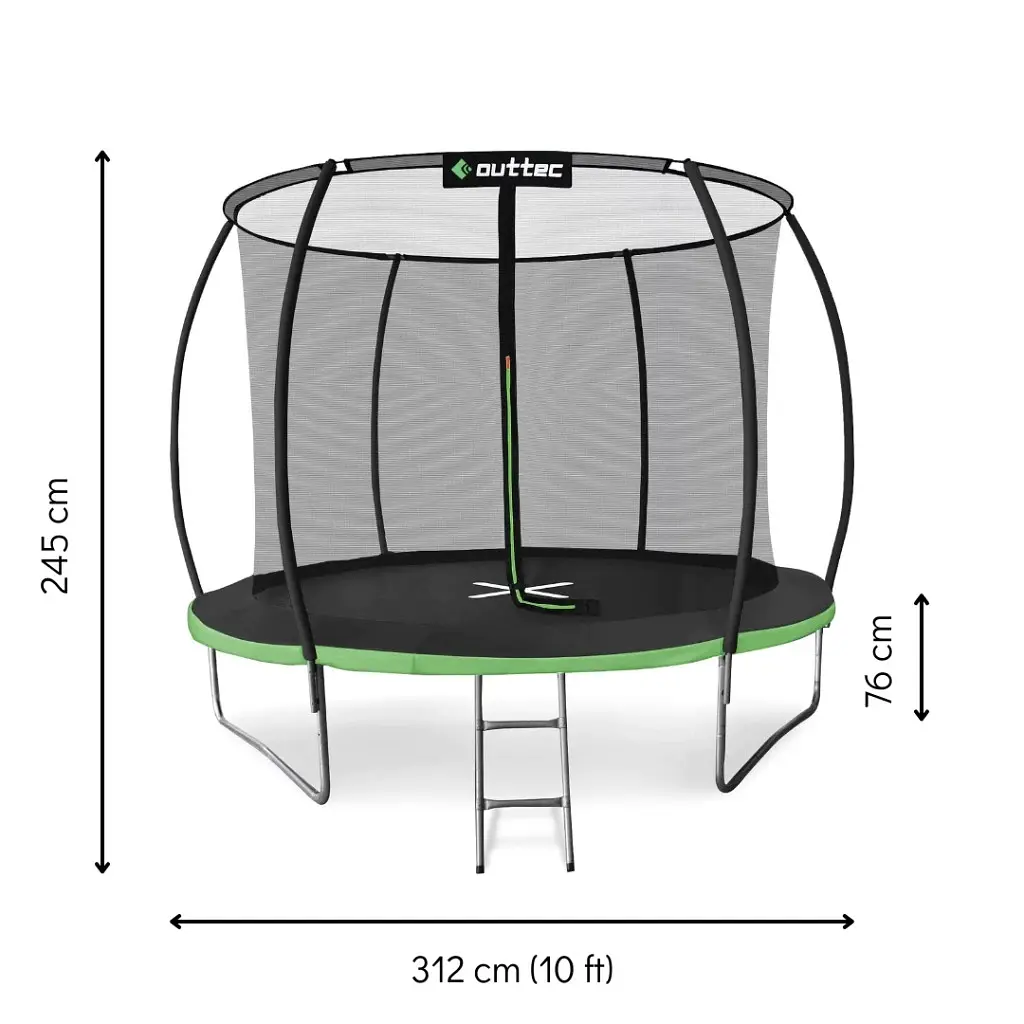 Батут Outtec Premium 10ft з внутрішньою сіткою 312 см чорно-зелений - фото 2