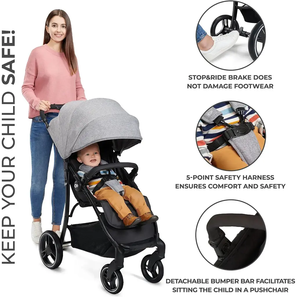 Прогулочная коляска Kinderkraft Trig 2 серая (00-00305193) - фото 7