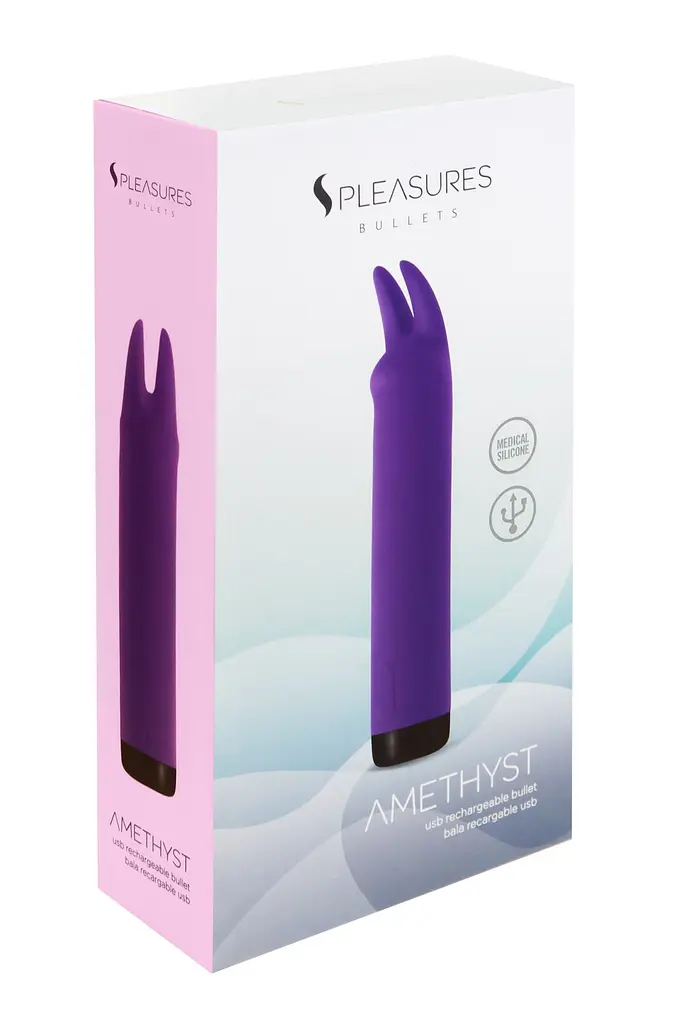 Вібратор S Pleasures Bullets Amethyst, фіолетовий, з двома відростками, 10 режимів, діаметр 2,8 см - фото 4
