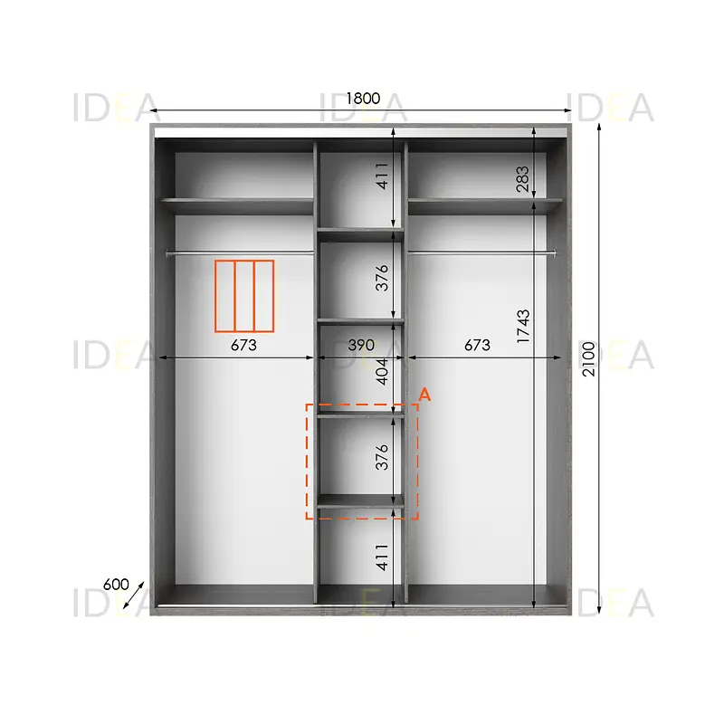 Шафа-купе Idea серія 6 180 x 60 x 210 см Венге темний - фото 2