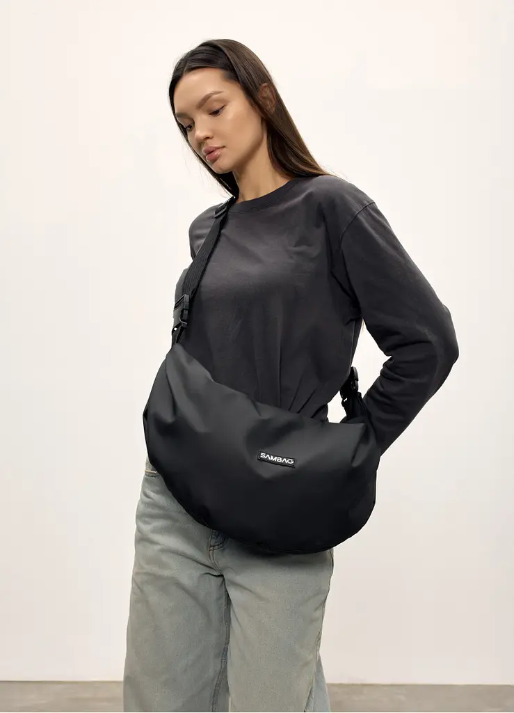 Жіноча сумка Sambag HOBO Bag-glove чорна тканева 50 х 28 х 5 см (53400064) - фото 5