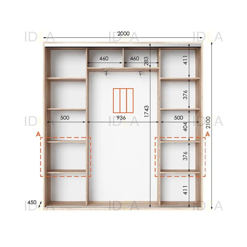 Шафа-купе Idea серія 7 200 x 45 x 210 см Дуб сонома - фото 2