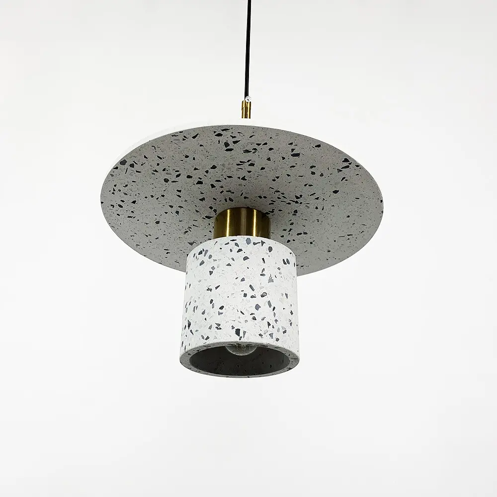 Підвіс Terrazzo Cylinder із білим бетонним плафоном 30 см в стилі Ар-деко Line.F MJ 162-300 WT - фото 4