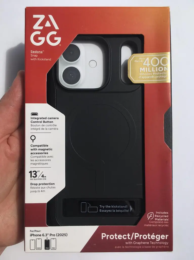 Оригінальний протиударний чохол для iPhone 17 Pro ZAGG Gear4 Sedona MagSafe KS Black з підставкою - фото 9