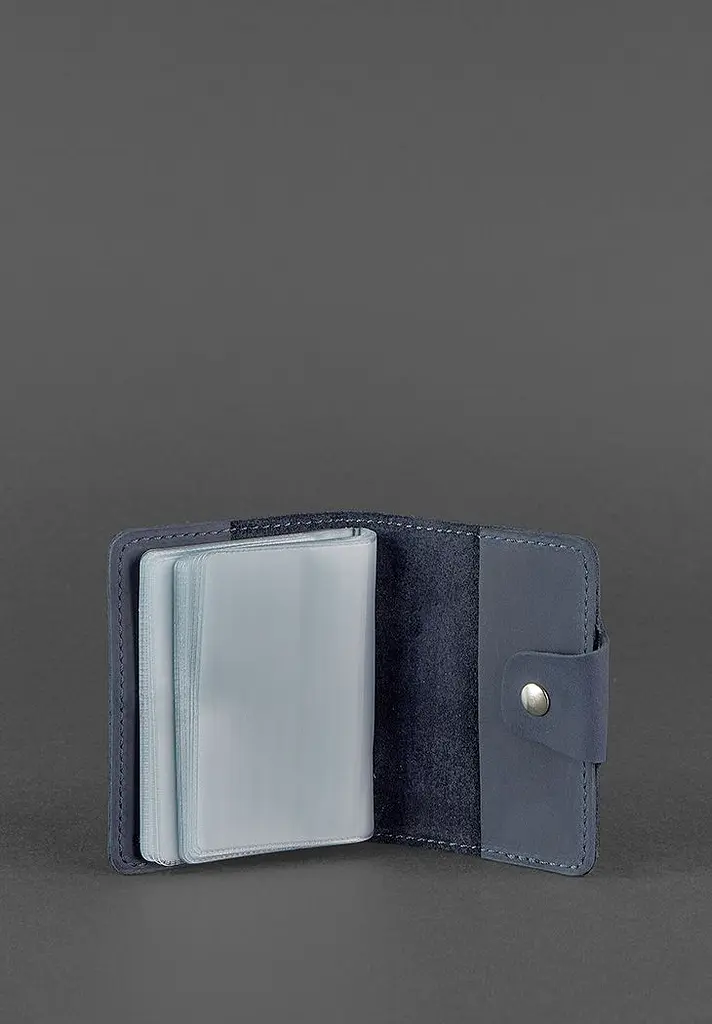 Шкіряний кард-кейс 7.1 (Книжечка) синій - фото 4