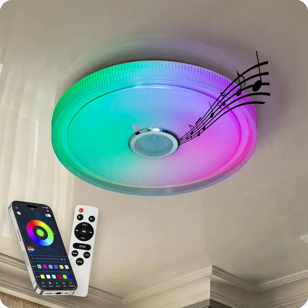 Люстра світлодіодна 517 Dlight RGB з пультом і колонкою 80Вт Білий (02165)