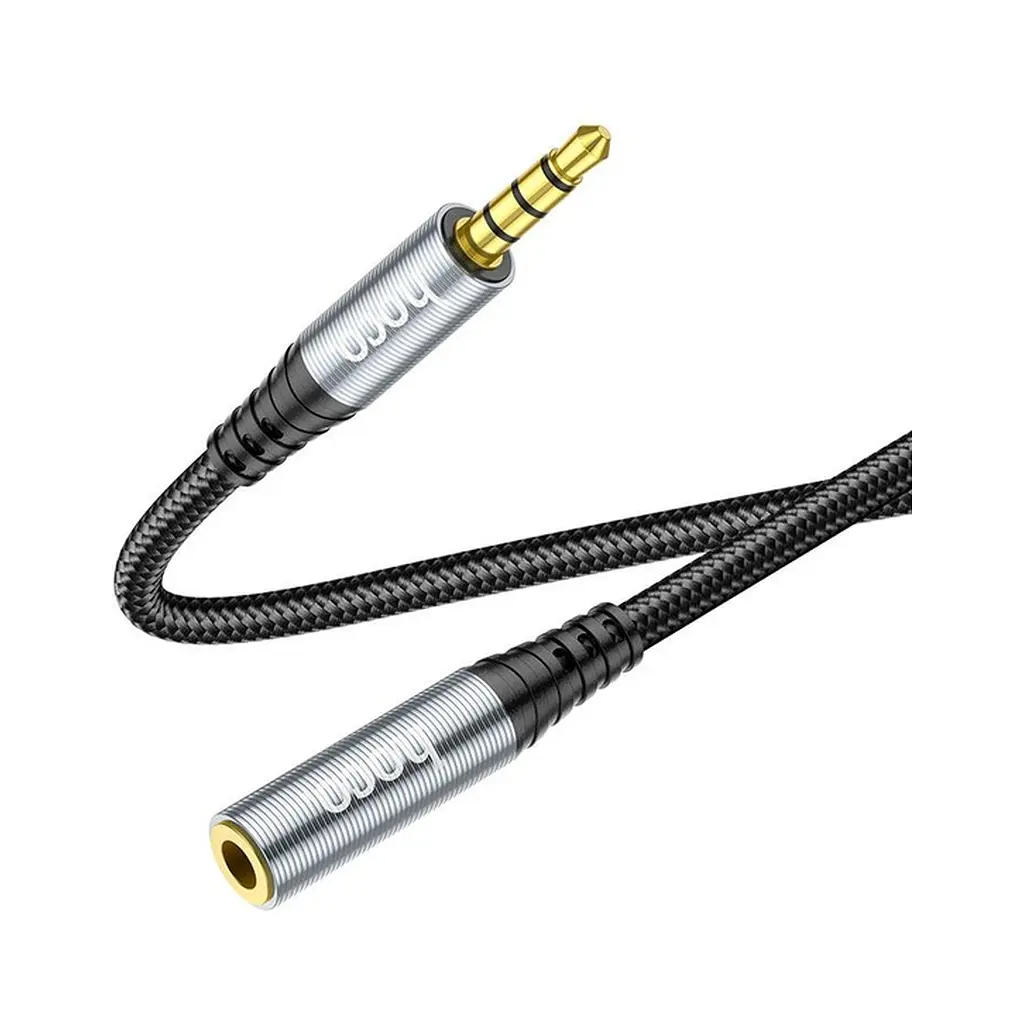 Кабель мультимедійний 3.5mm M to 3.5mm F 1.0m Gray HOCO (6931474762153) - фото 3