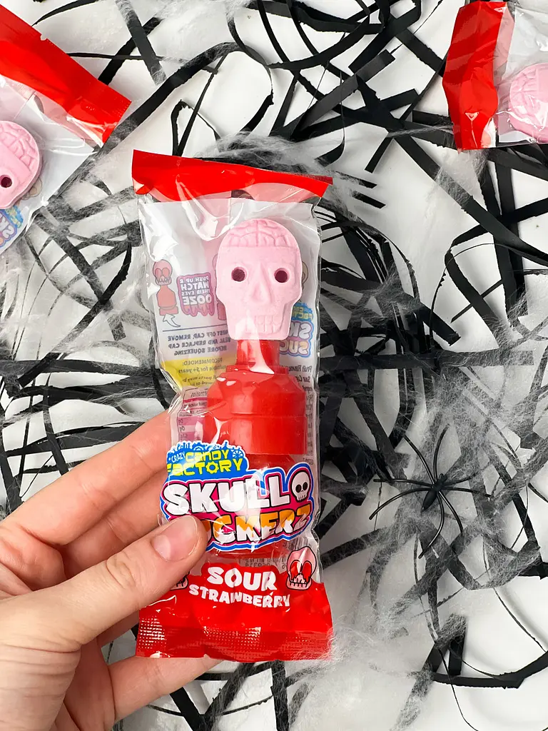 Льодяник з кислою рідиною Halloween Skull Suckers - полуниця 40g - фото 2