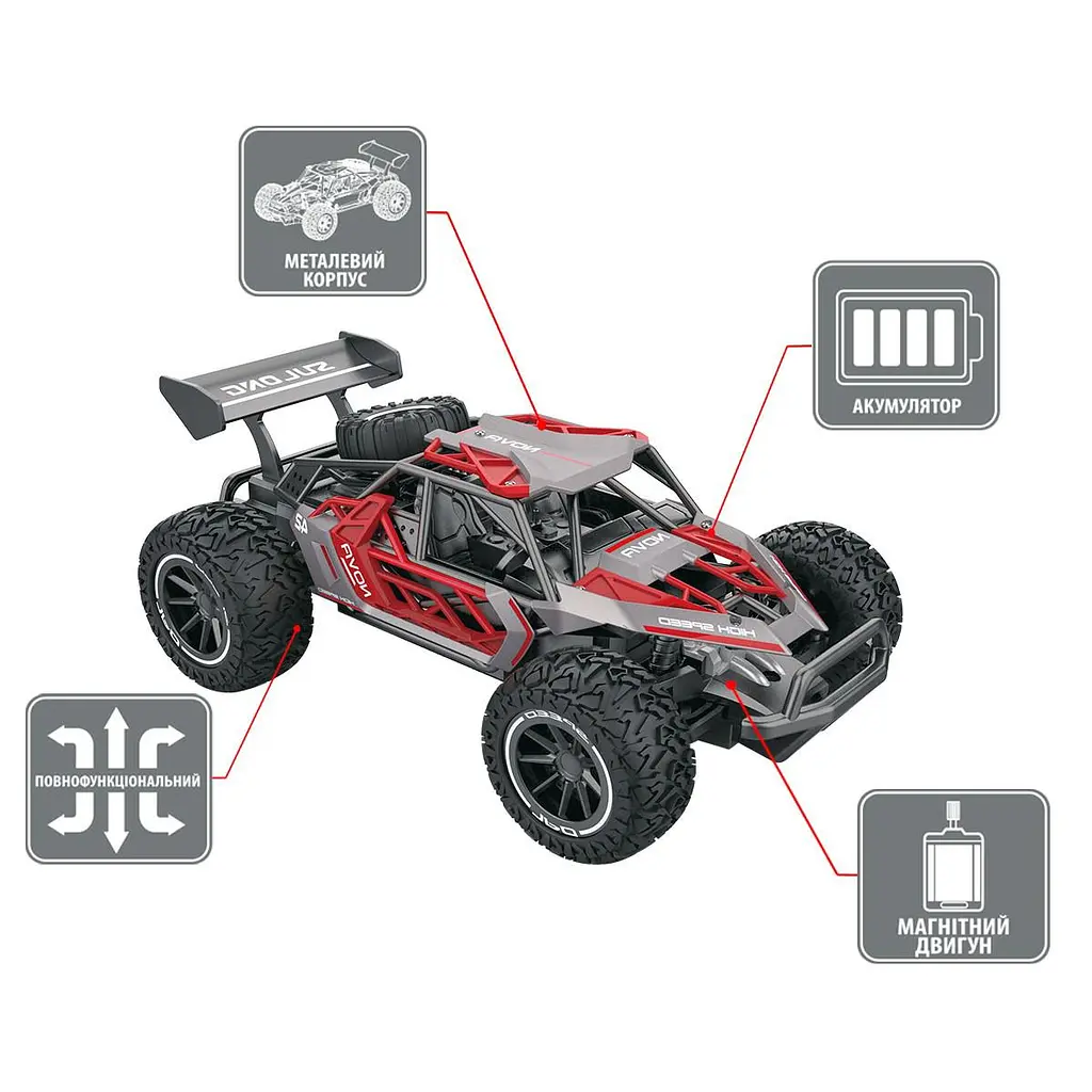 Автомобіль METAL CRAWLER з р/к - NOVA (сіро-червоний, метал. корпус, акум.3,7V, 1:16) Sulong Toys SL-231RHGR - фото 7
