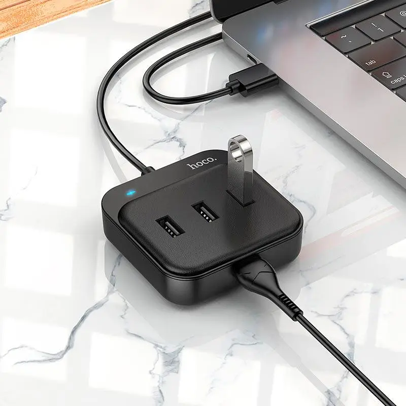 Hub адаптер Hoco Easy 4-in-1 converter HB31 (Usb to Usb2.0x4) 120 см - фото 3