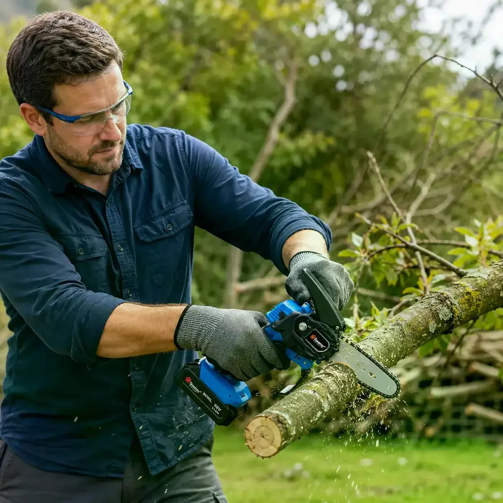 Акумуляторна ланцюгова міні-пилка DOMOTEC CHAIN SAW 6″ 68V 8Ah для обрізання гілок - фото 6
