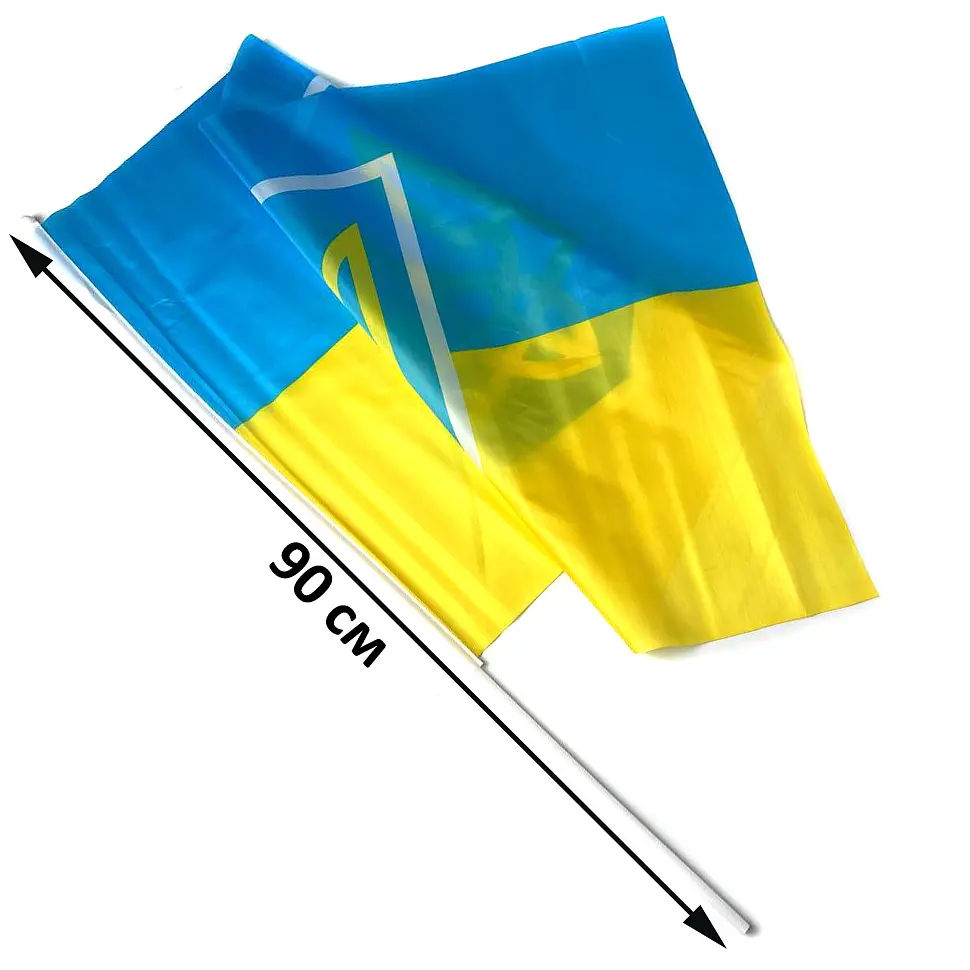 Прапор для авто УКРАЇНИ 90 х 60 см З Гербом На Прапорці 1 шт - фото 2