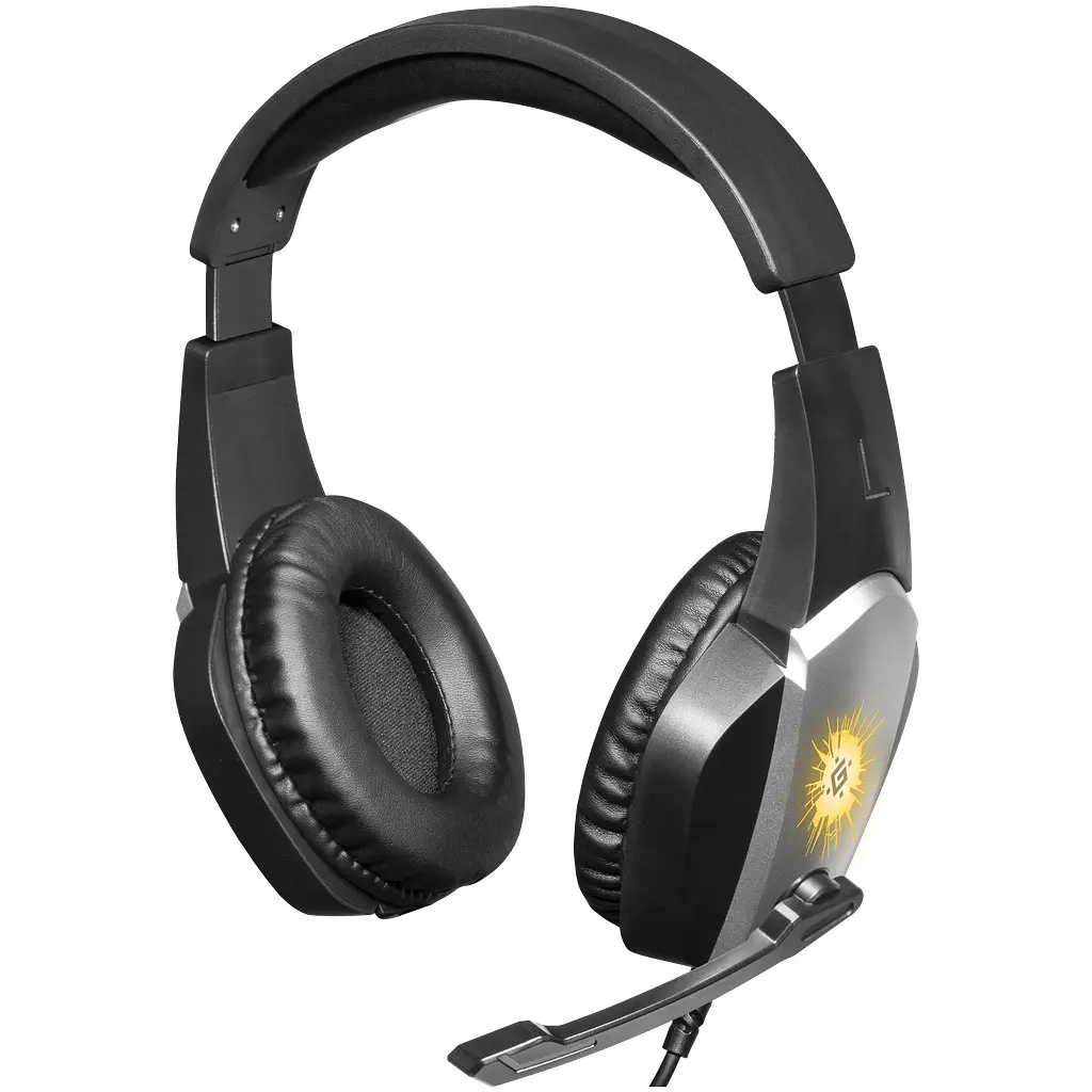 Наушники игровые Defender X-Skull с микрофоном и регулятором громкости (Black-Grey) - фото 5
