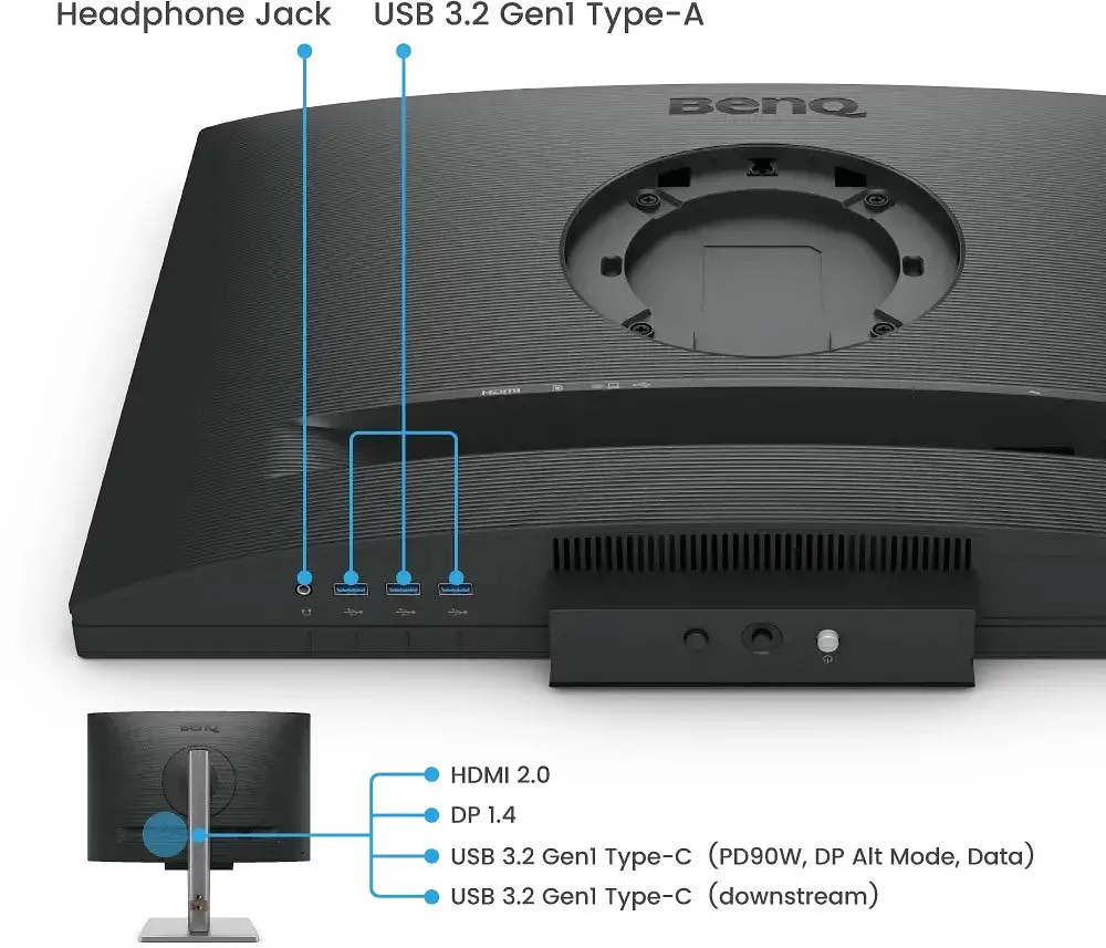 Монітор TFT 24.1 BenQ RD240Q, WQXGA, 16:10, USB-C, HDMI, DP, HAS, Pivot, колонки, темно-сірий - фото 10