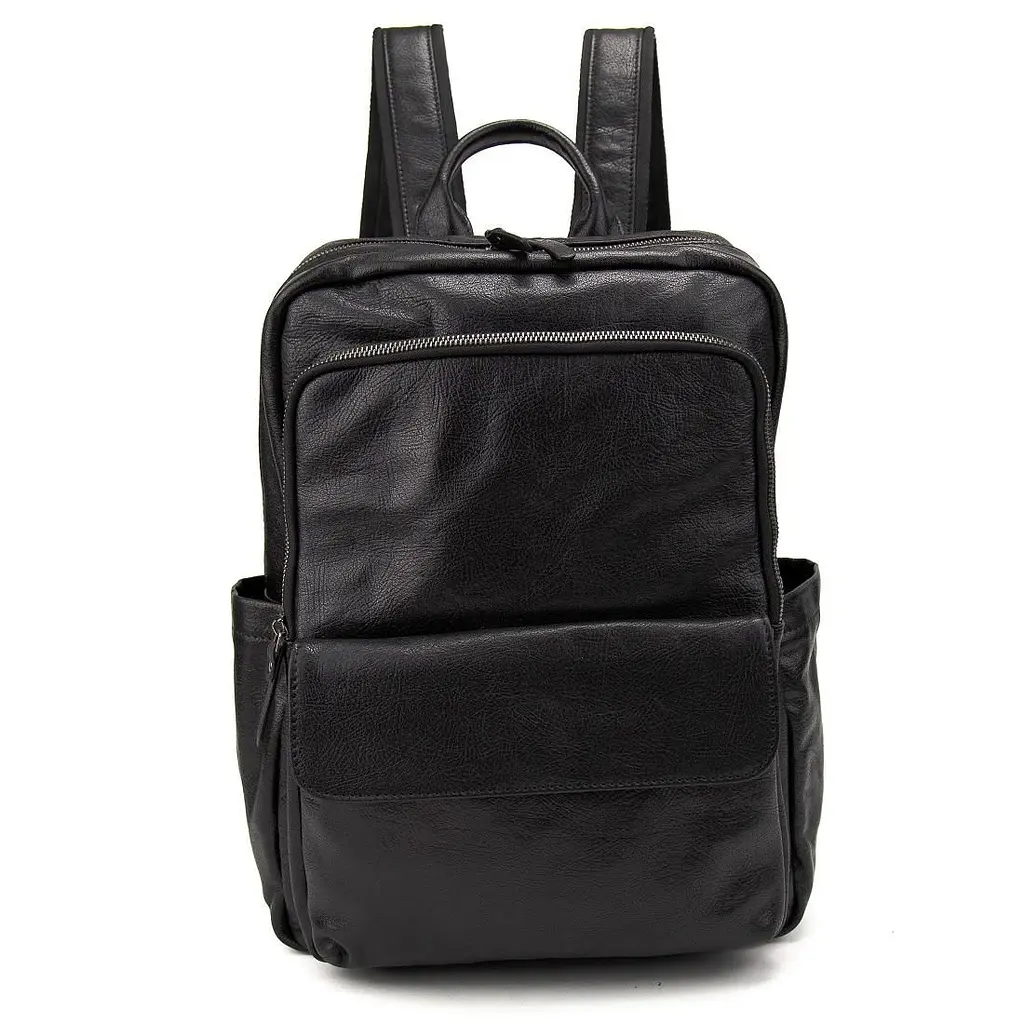 Чоловічий шкіряний рюкзак чорний Tiding Bag 2086A чорний - фото 3